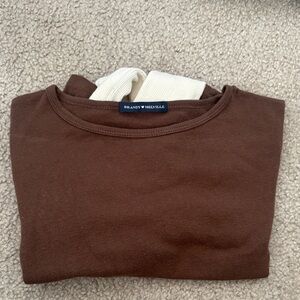 Brandy Melville Chocolate Long Sleeve with Cream Sleeves